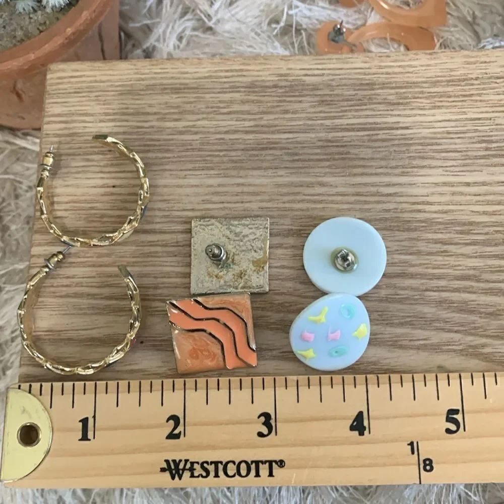 Vintage 80’s Style Costume Jewelry Post Earrings Bundle Of Eight Pairs